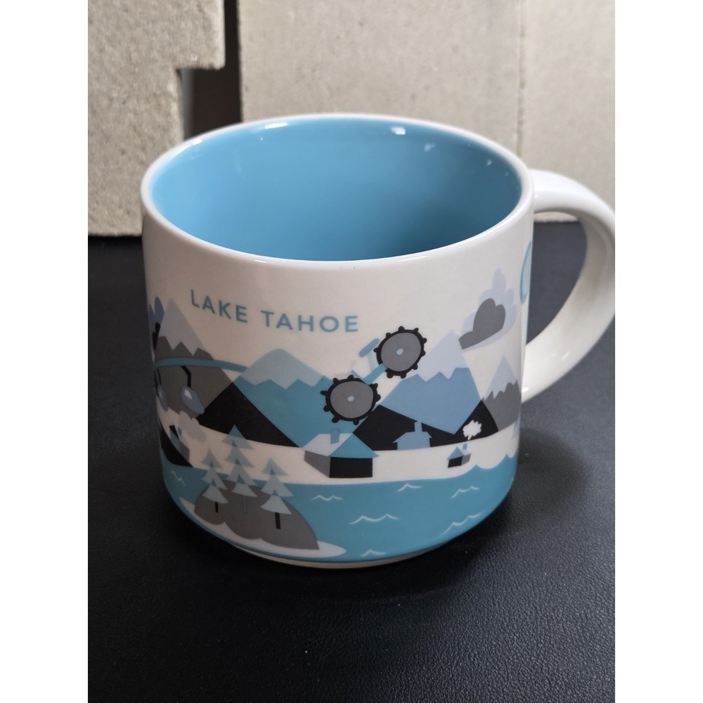 Starbucks Lake Tahoe You Are Here Collection 14 oz Mug Blue YAH Coffee Cup 2013